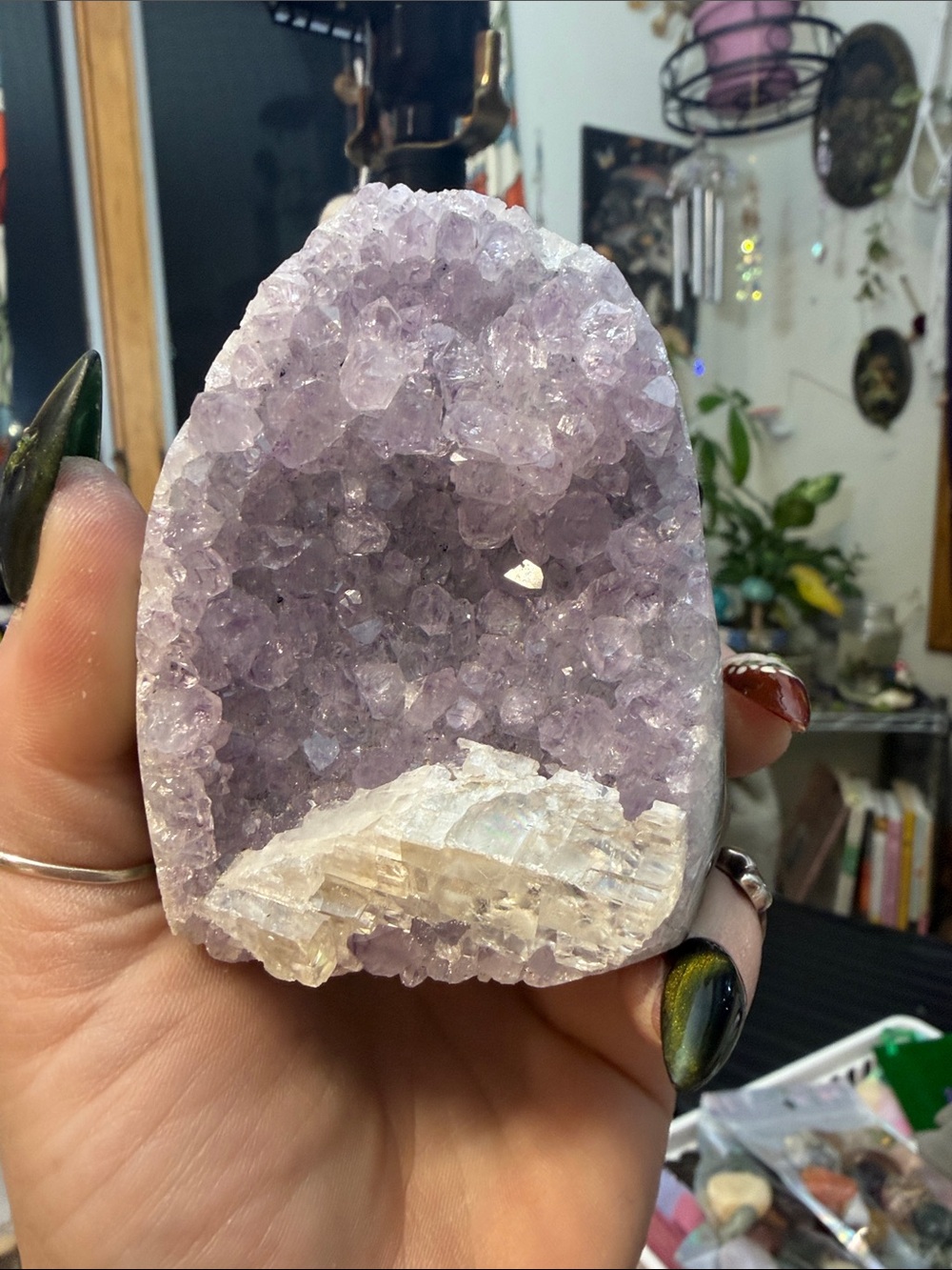 Lavender Amethyst Crystal Geode Wall Accent - Natural Purple Home Décor